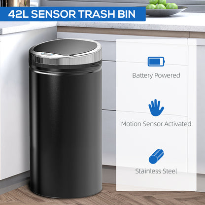 Automatic Hand Sensor Dustbin Kitchen Waste Bin Rubbish Can 42L Black
