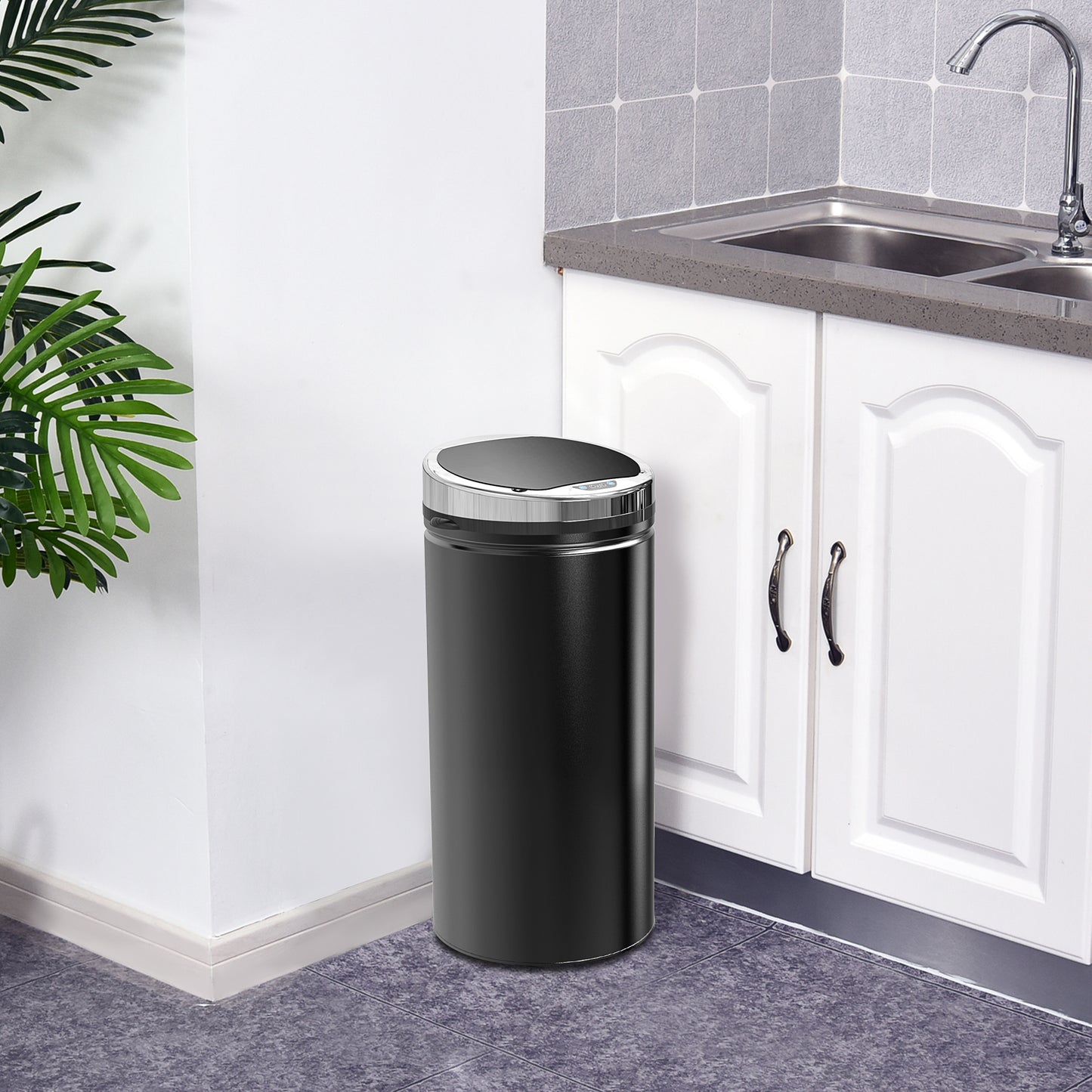 Automatic Hand Sensor Dustbin Kitchen Waste Bin Rubbish Can 42L Black