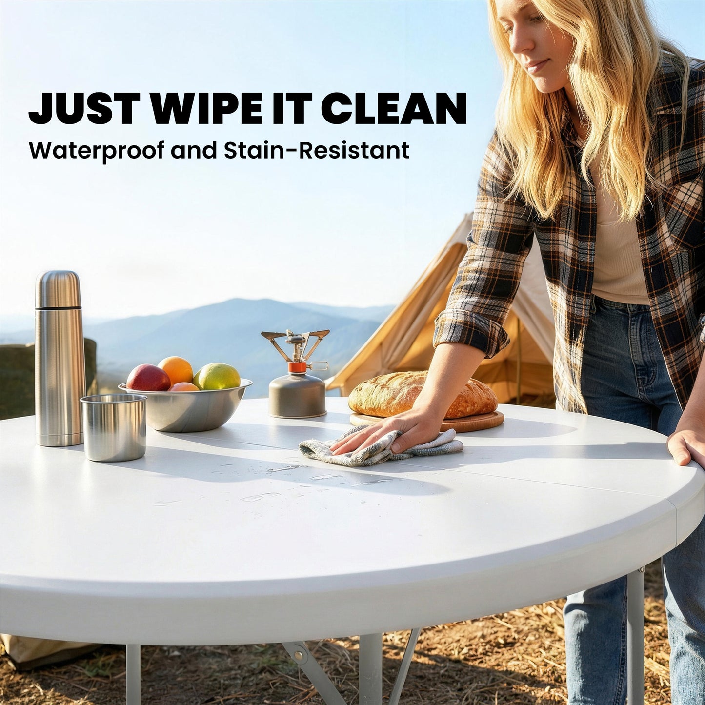 Picnic Table Folding Heavy Duty 120x120 cm, White