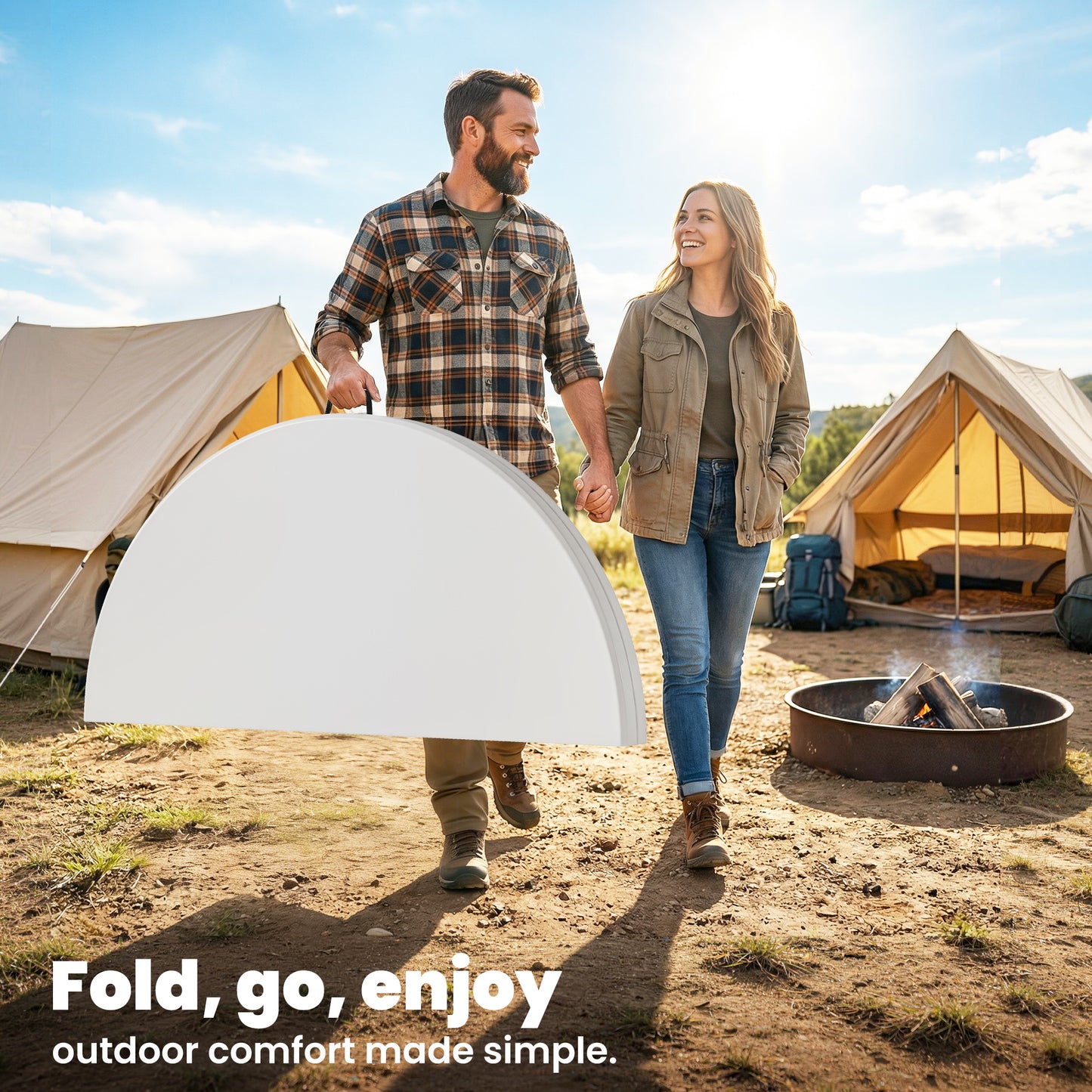 Picnic Table Folding Heavy Duty 120x120 cm, White