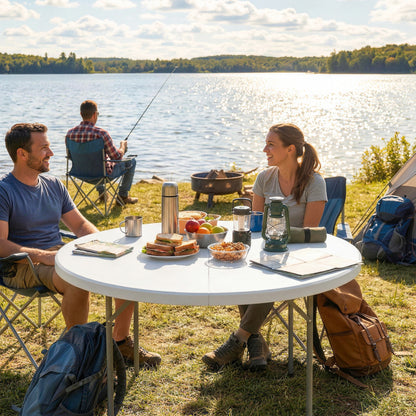 Picnic Table Folding Heavy Duty 120x120 cm, White