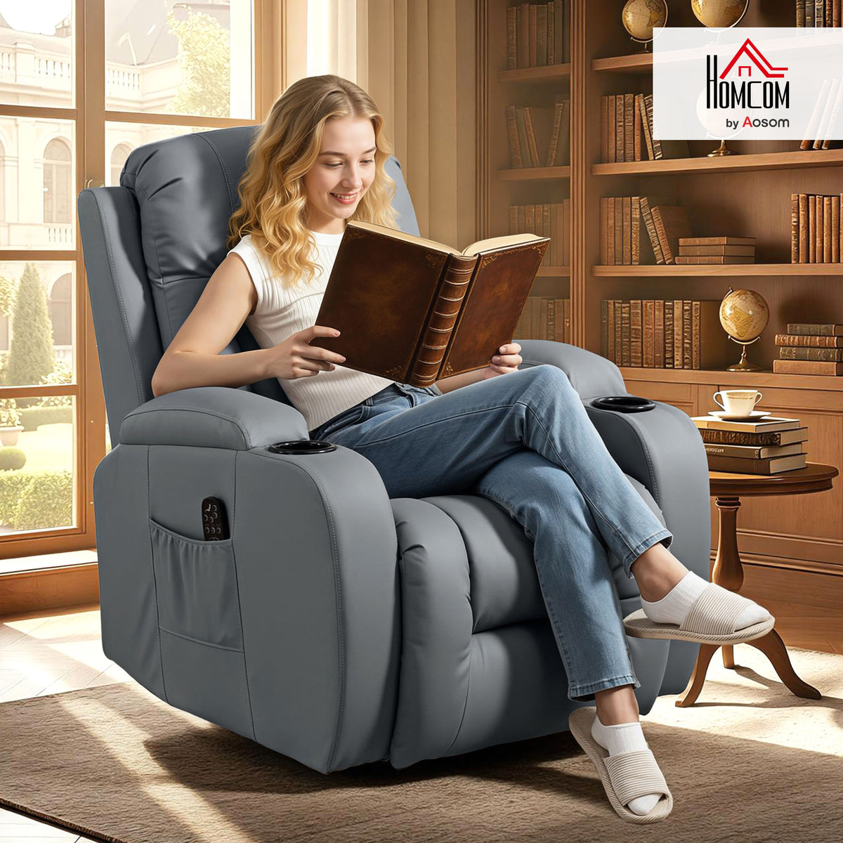 Massage Recliner Chair, Recliner Armchair with 8 Vibration & Heat