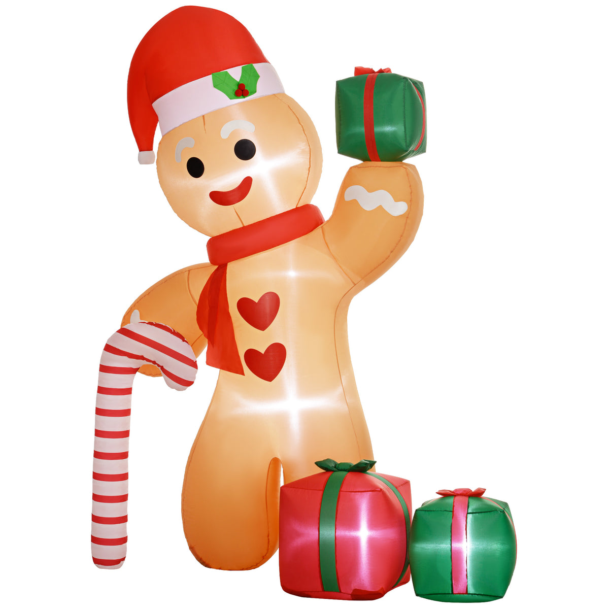 8FT Christmas Blow Up Gingerbread Man with Candy Cane for Party