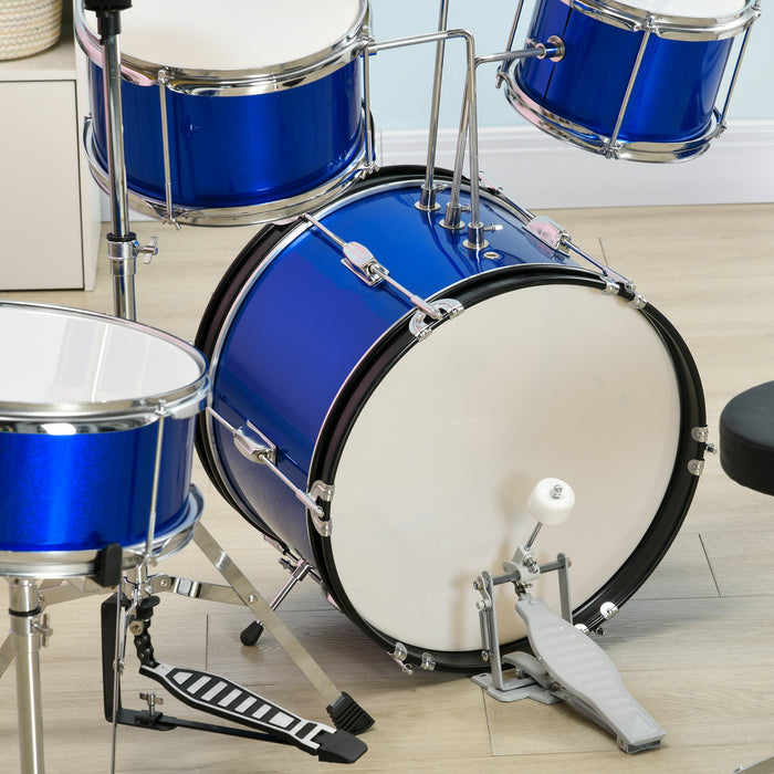 11 Piece Junior Drum Set for Kids with Stool, Drumsticks, Blue