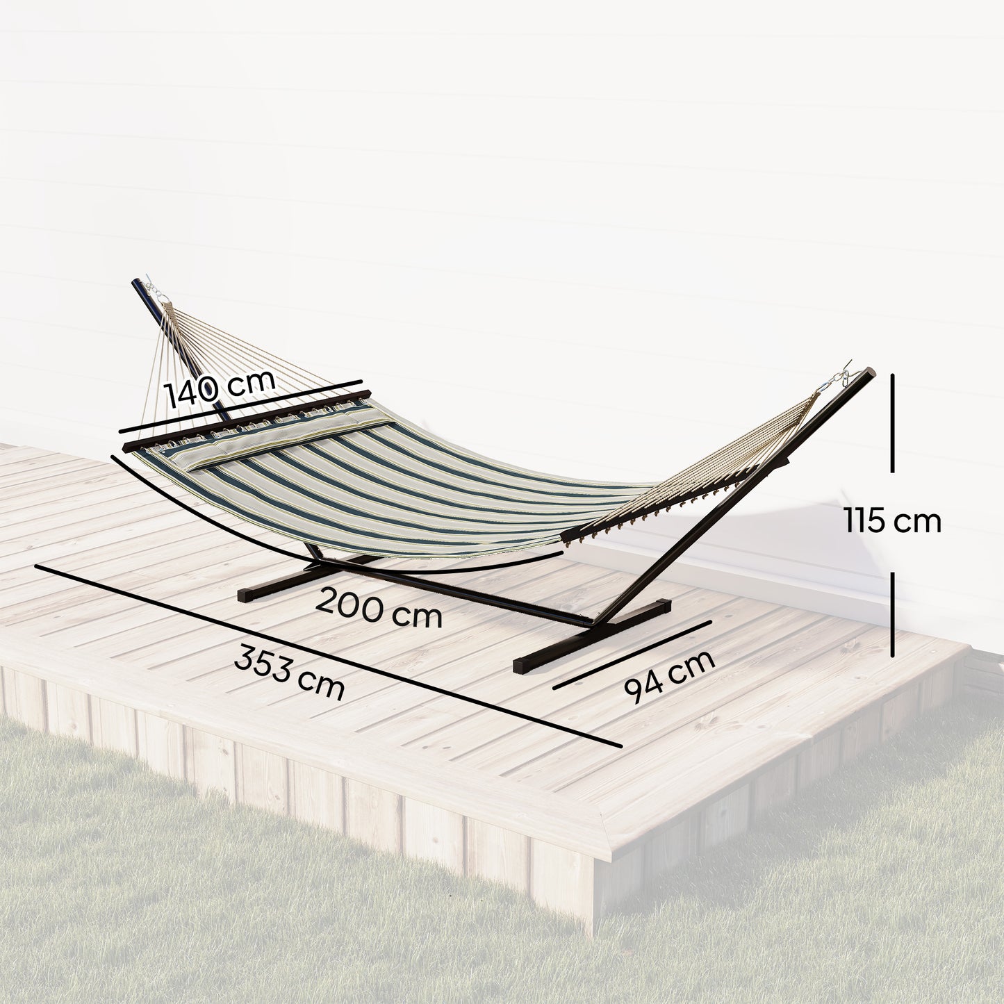 Outdoor Hammock with Stand Detachable Pillow, 120kg Capacity, Green