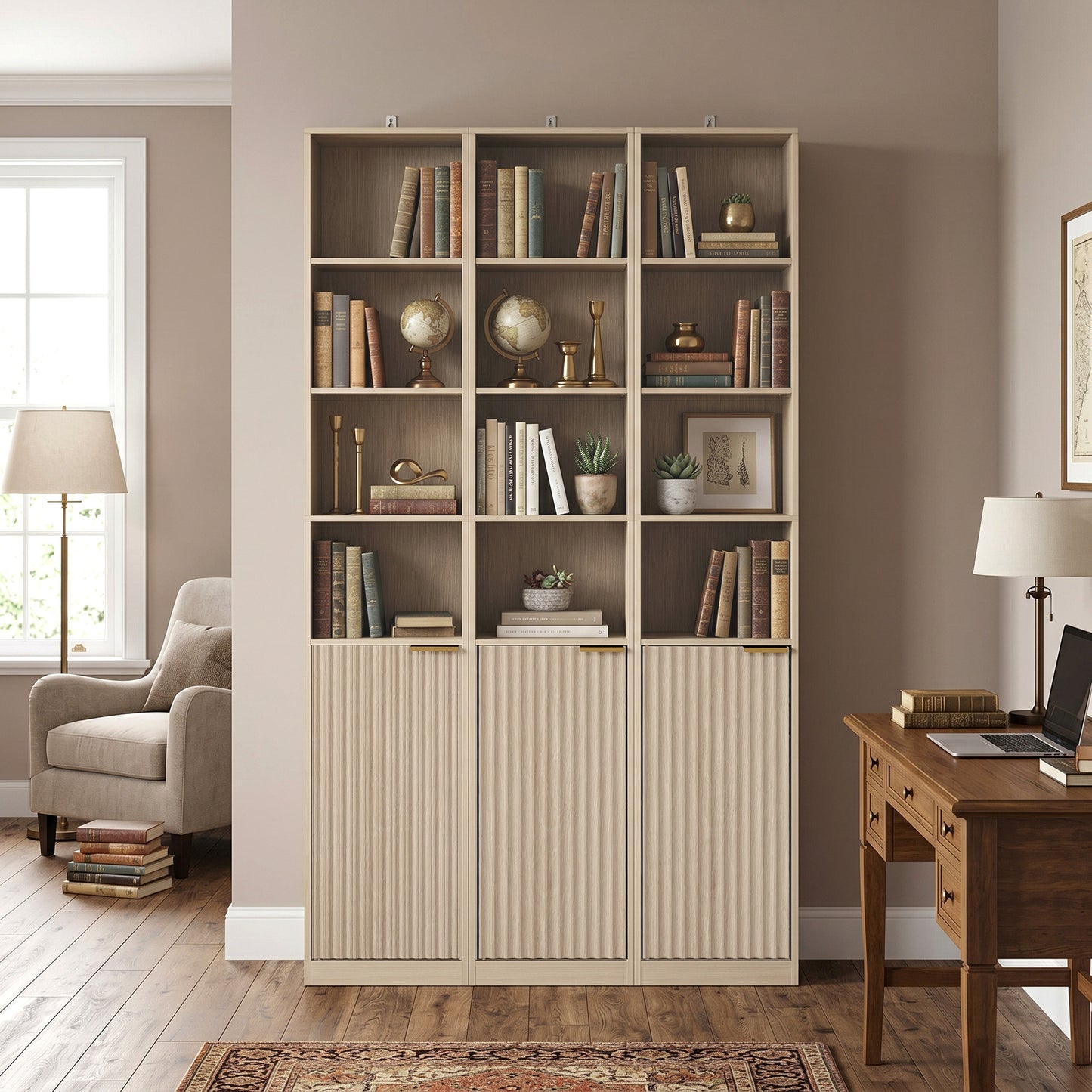 Bookcase Adjustable Shelf 6-Tier Oak Wood Effect