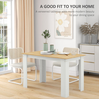 Dining Table for 4-6 People, Wood Effect Tabletop, Oak & White