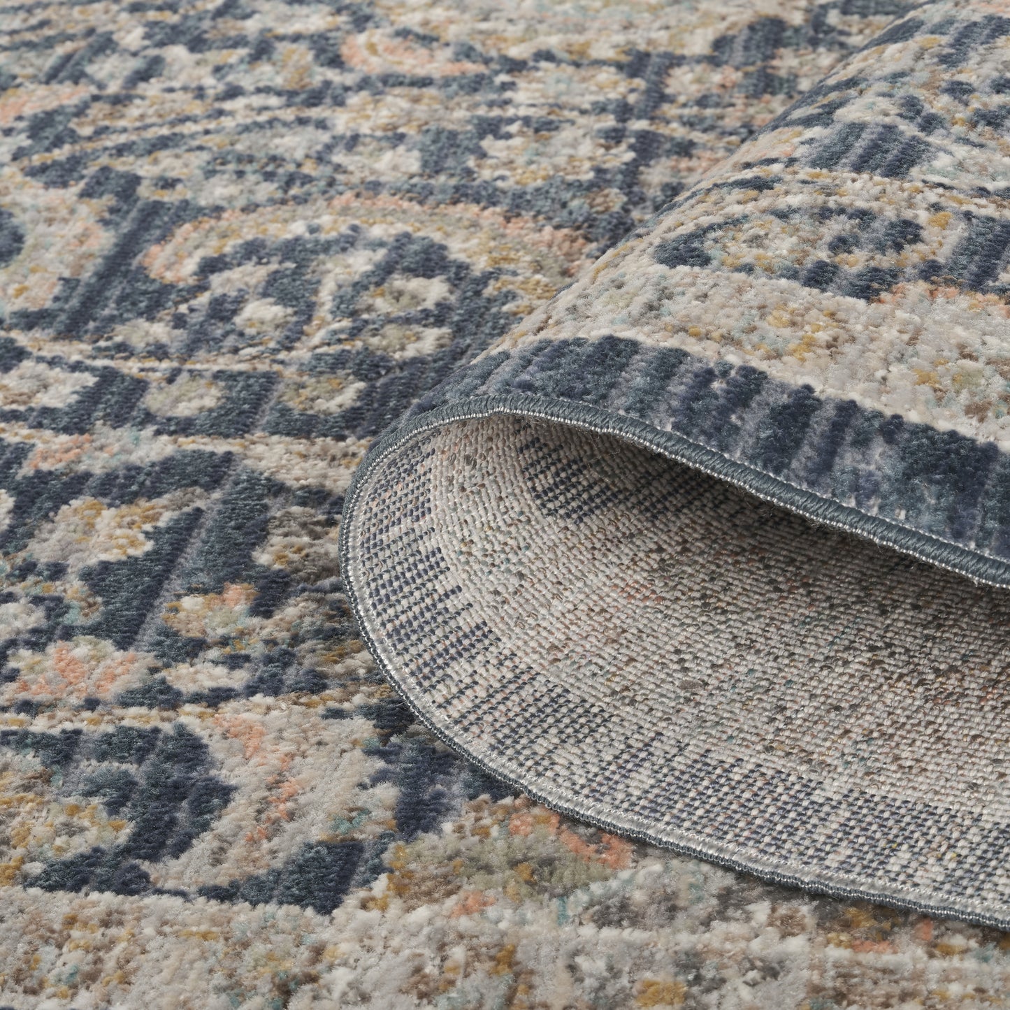 Maia Washable Floral Traditional Area Rug Non-Slip Living Room Hallway - 4 Colours Available
