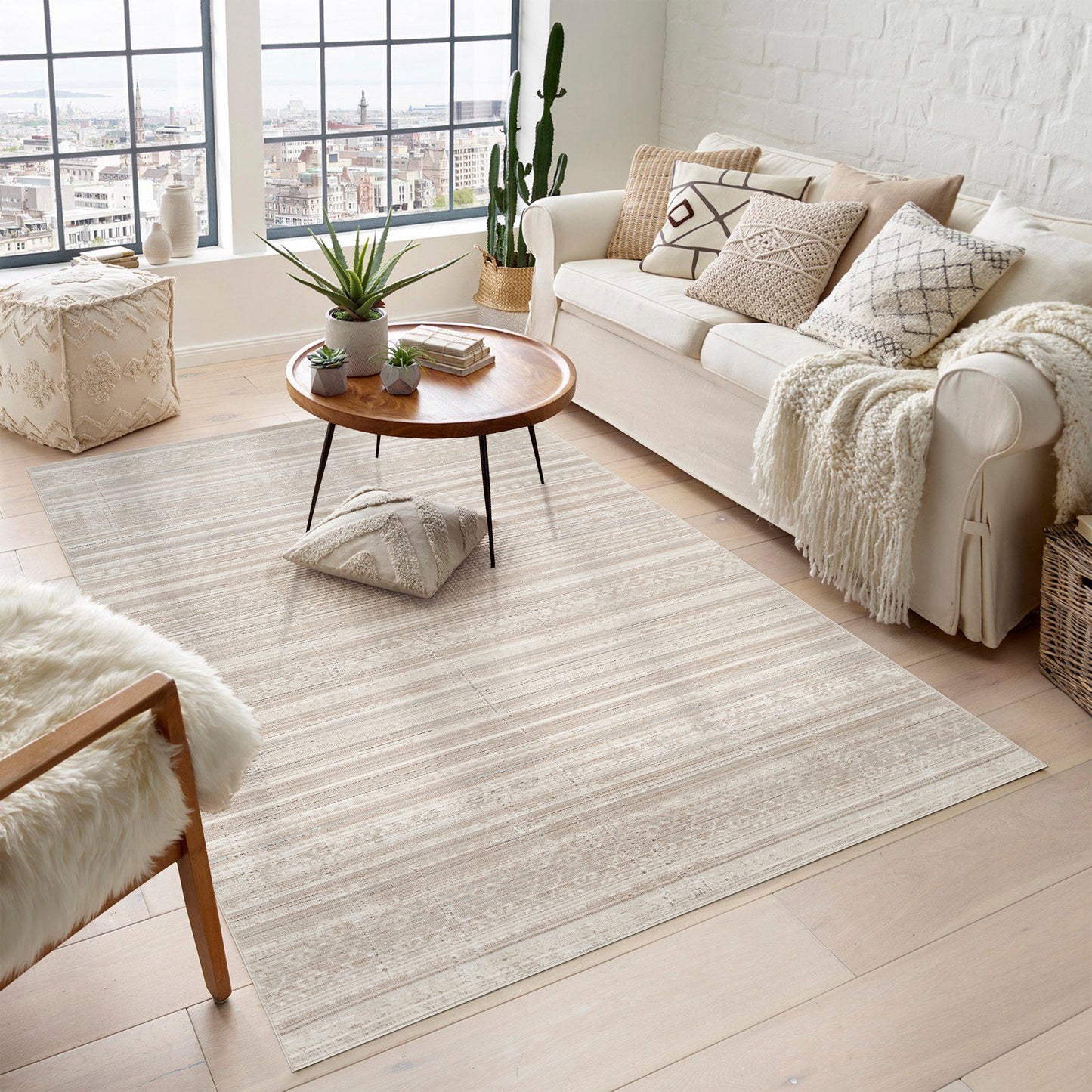 Maia Washable Motif Traditional Area Rug Non-Slip Living Room Hallway - 2 Colours Available