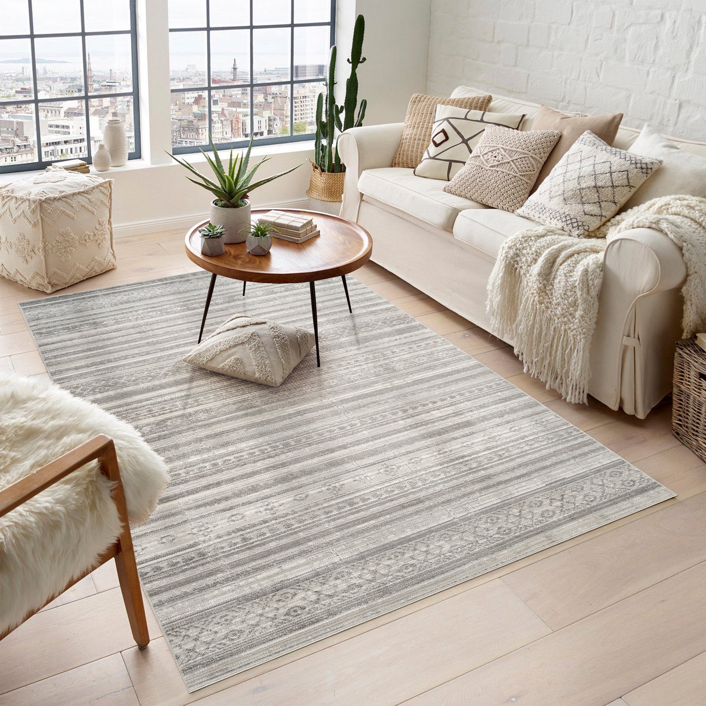 Maia Washable Motif Traditional Area Rug Non-Slip Living Room Hallway - 2 Colours Available