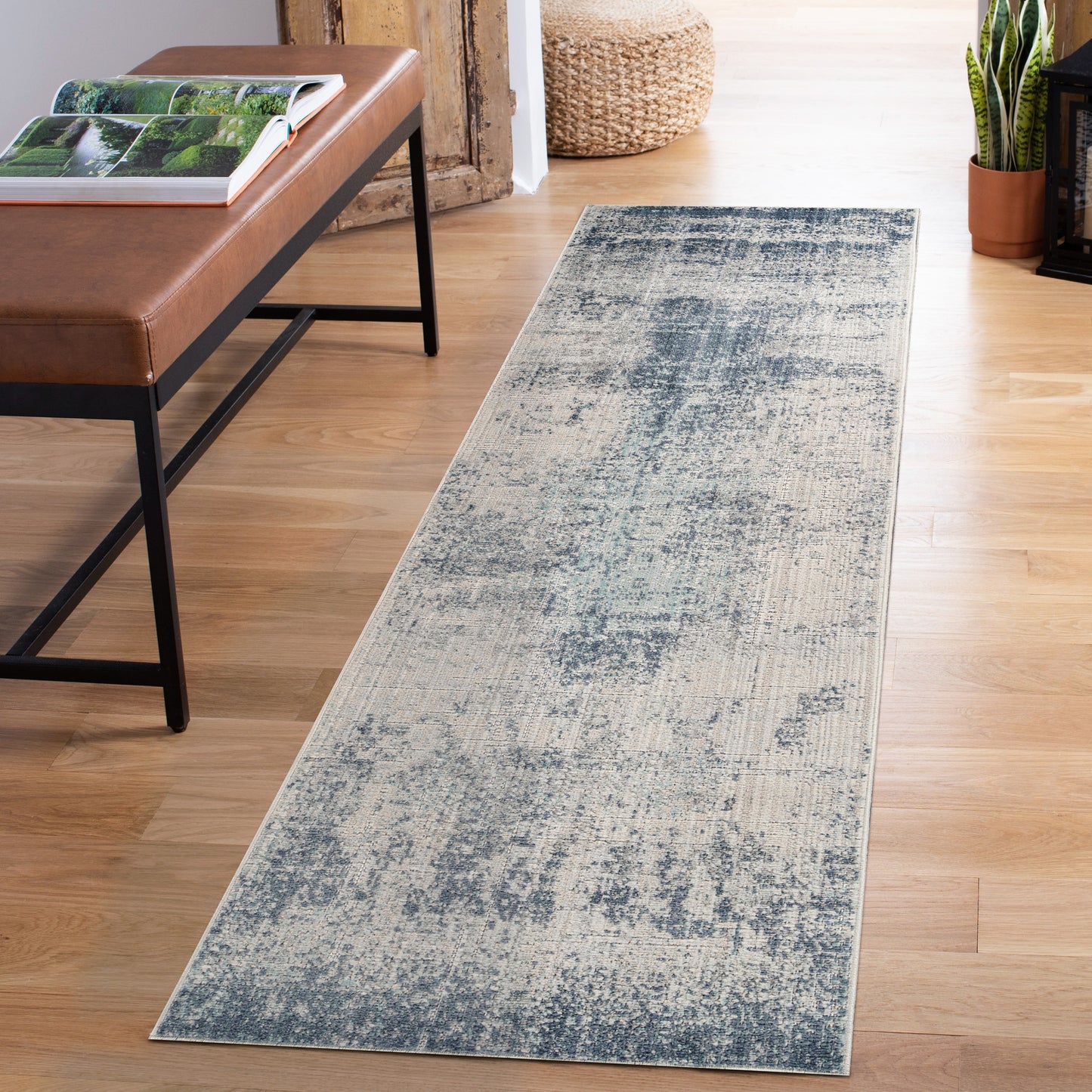 Maia Washable Mist Abstract Area Rug Non-Slip Living Room - Hallway - 2 Colours Available