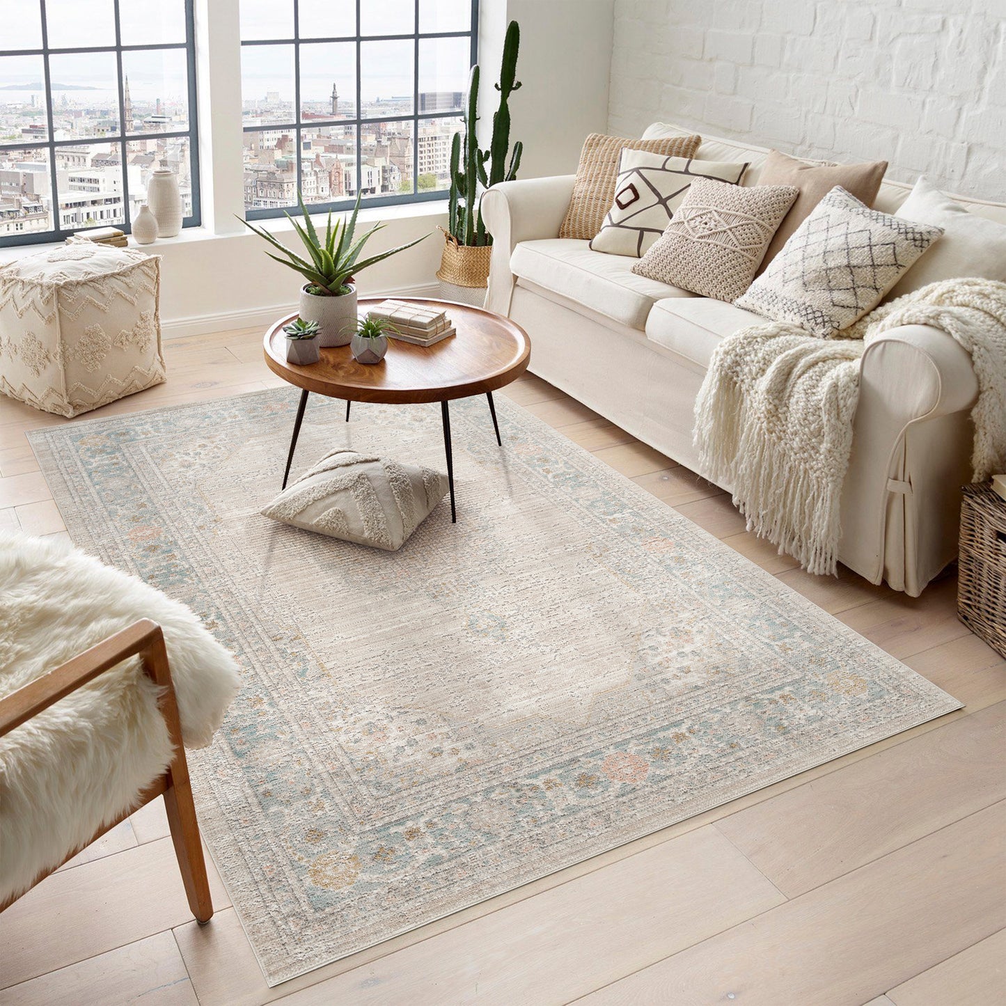 Maia Washable Orchid Floral Traditional Area Rug Non-Slip - Living Room - 4 Colours Available