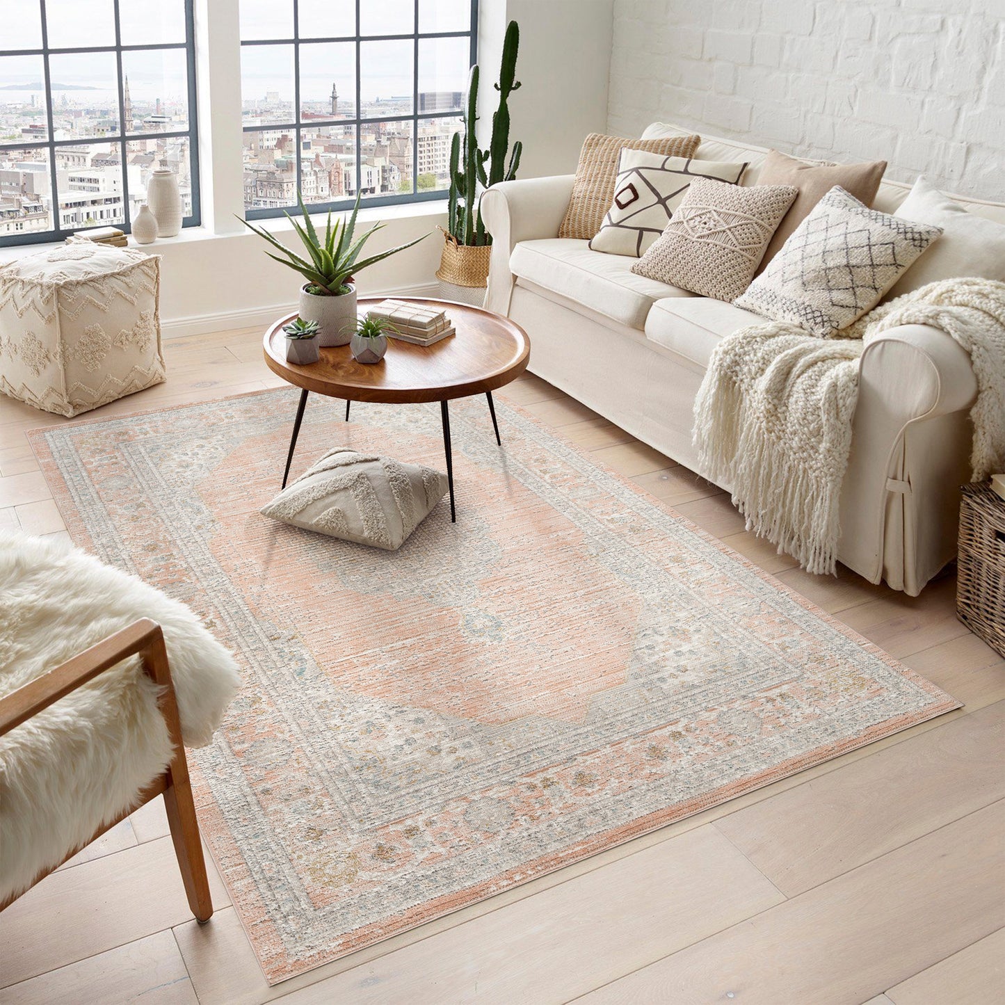 Maia Washable Orchid Floral Traditional Area Rug Non-Slip - Living Room - 4 Colours Available