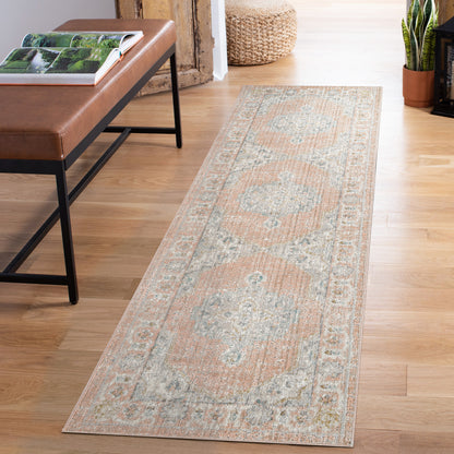 Maia Washable Orchid Floral Traditional Area Rug Non-Slip - Living Room - 4 Colours Available