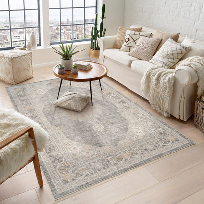 Maia Washable Orchid Floral Traditional Area Rug Non-Slip - Living Room - 4 Colours Available