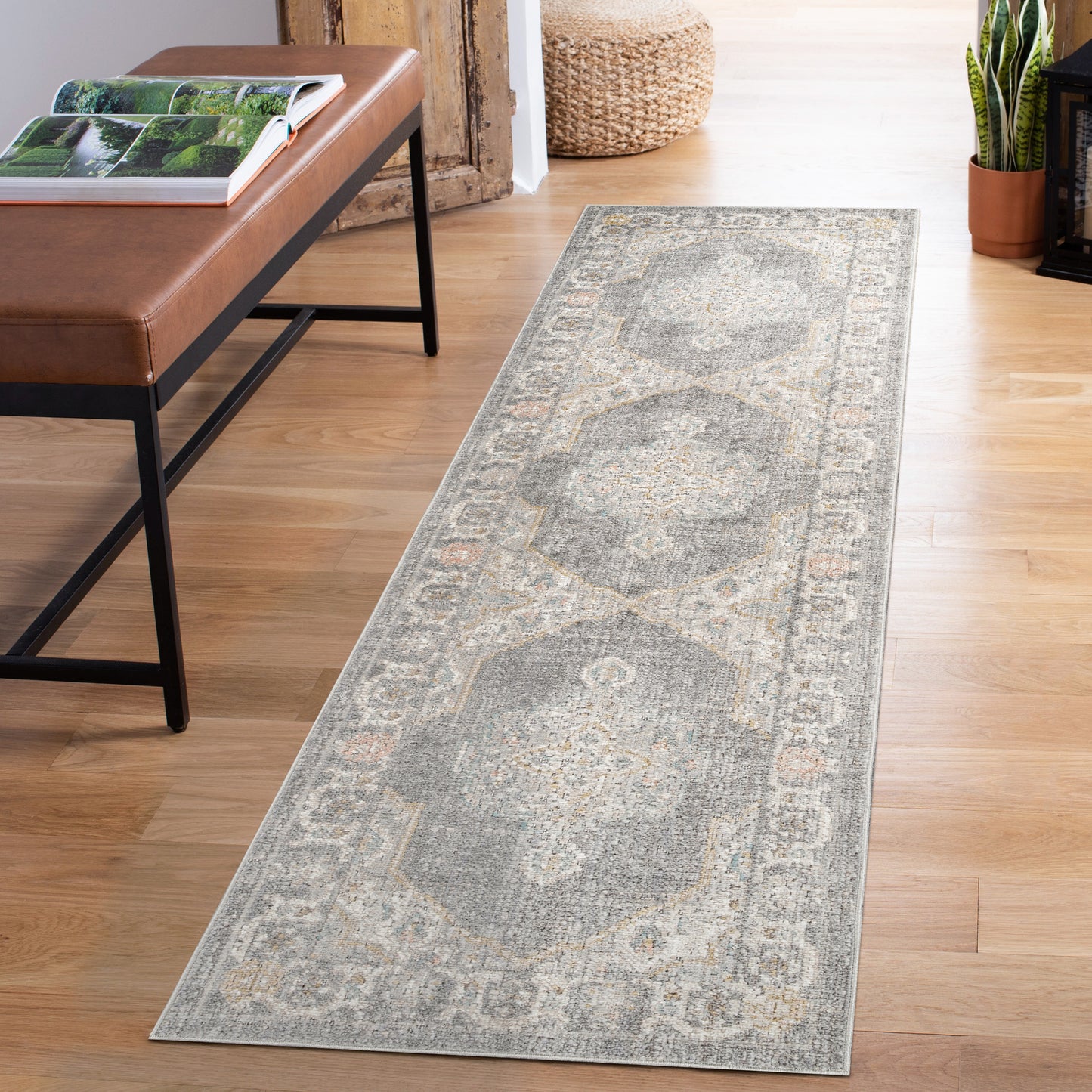 Maia Washable Orchid Floral Traditional Area Rug Non-Slip - Living Room - 4 Colours Available