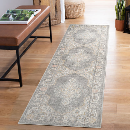 Maia Washable Orchid Floral Traditional Area Rug Non-Slip - Living Room - 4 Colours Available