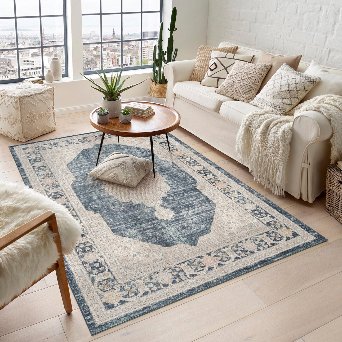 Maia Washable Orchid Floral Traditional Area Rug Non-Slip - Living Room - 4 Colours Available