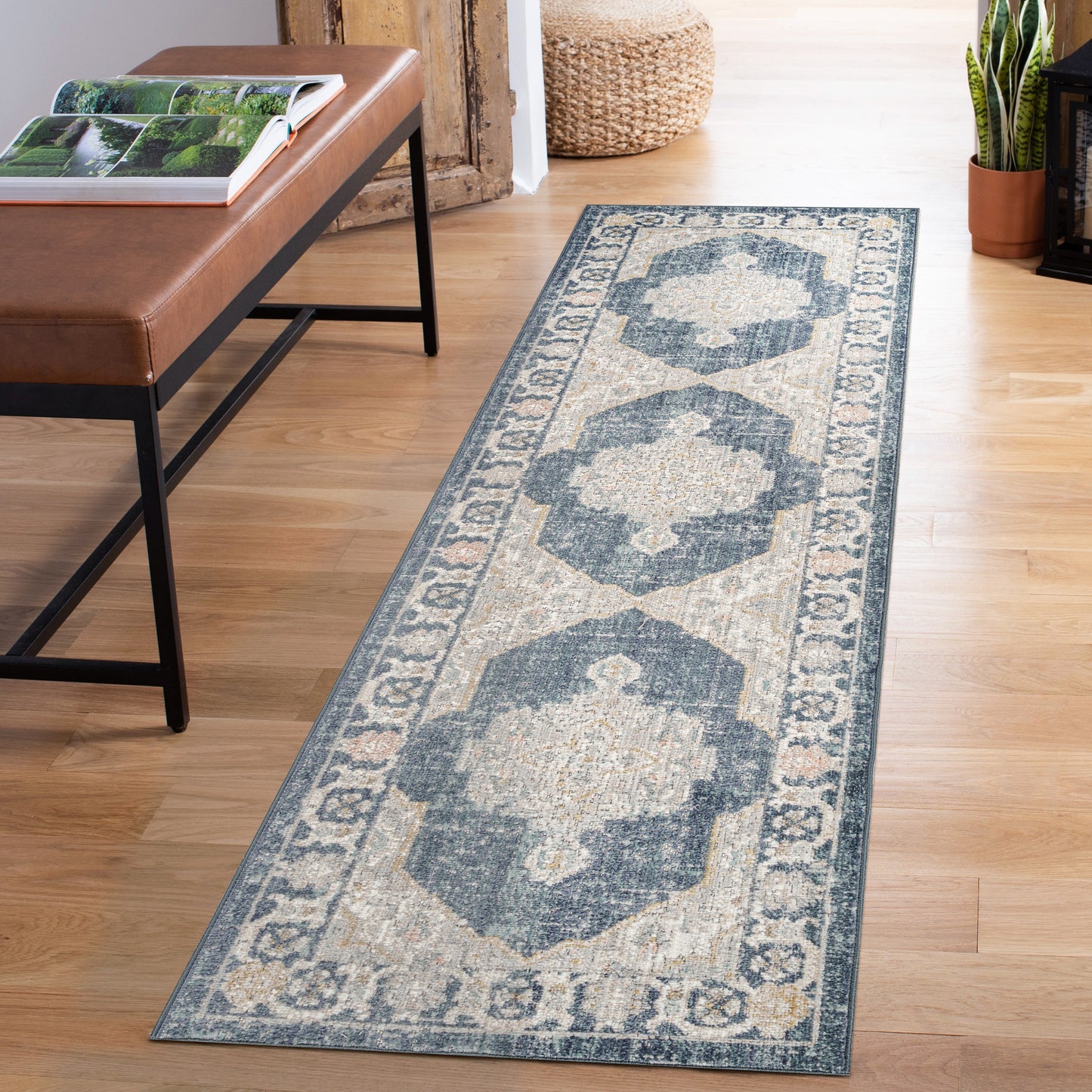 Maia Washable Orchid Floral Traditional Area Rug Non-Slip - Living Room - 4 Colours Available