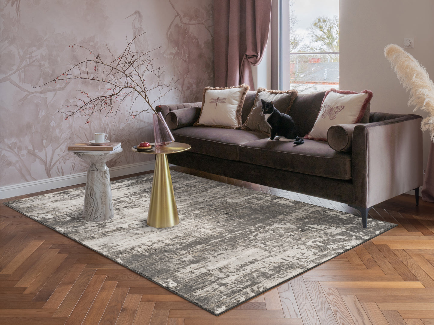 Mayfair Living Room Area Rug Metallic Sheen Contemporary Modern Abstract Design