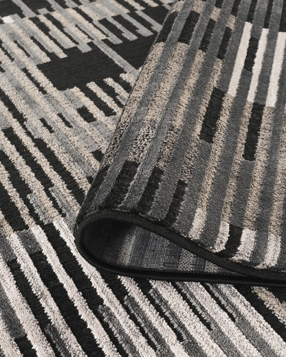 Mayfair Living Room Area Rug Metallic Sheen Contemporary Modern Matrix Design