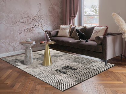 Mayfair Living Room Area Rug Metallic Sheen Contemporary Modern Matrix Design