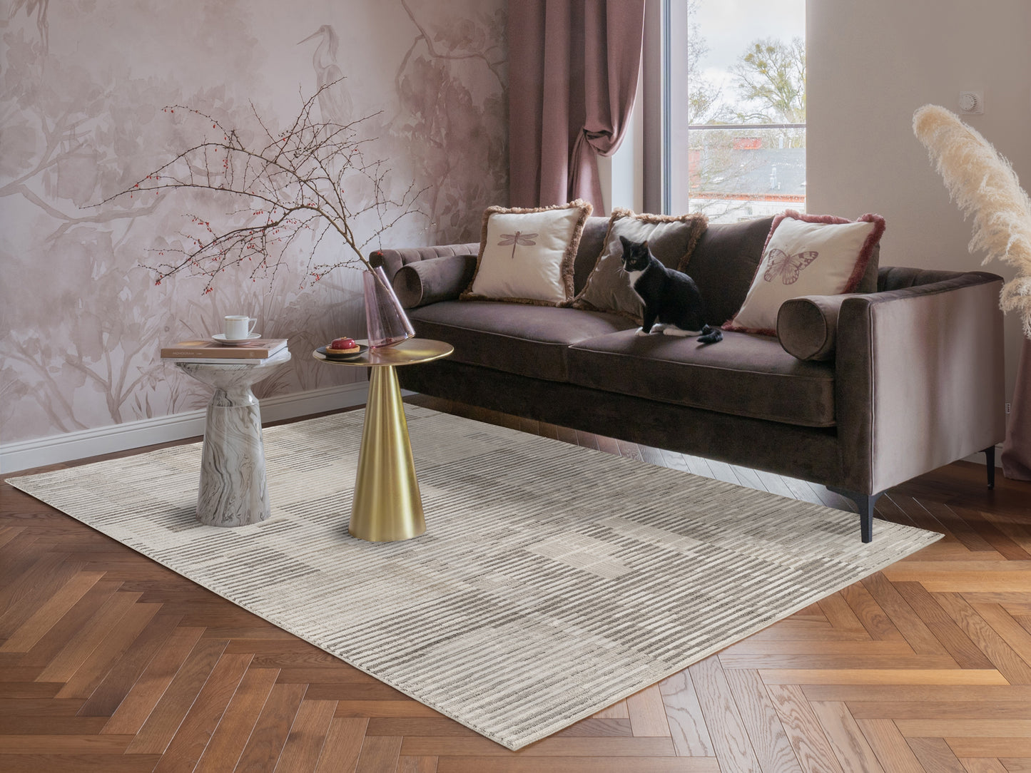 Mayfair Living Room Area Rug Metallic Sheen Contemporary Modern Matrix Design
