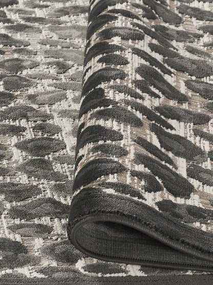 Mayfair Living Room Area Rug Metallic Sheen Contemporary Modern Leopard Design