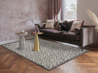 Mayfair Living Room Area Rug Metallic Sheen Contemporary Modern Leopard Design