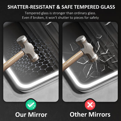 600 x 800 mm Illuminated Bathroom Mirror with Bluetooth Clock Silver