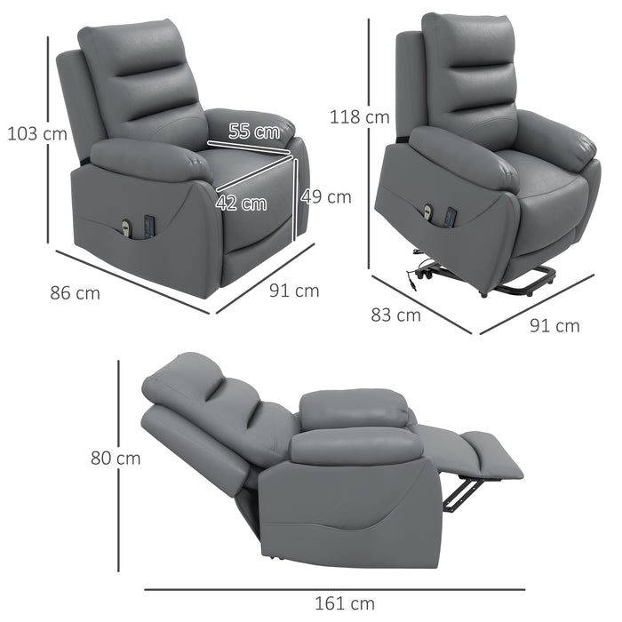 Electric Riser and Recliner Chairs for Elderly, PU Leather Power Lift Recliner Armchair with Vibration Massage, Side Pockets