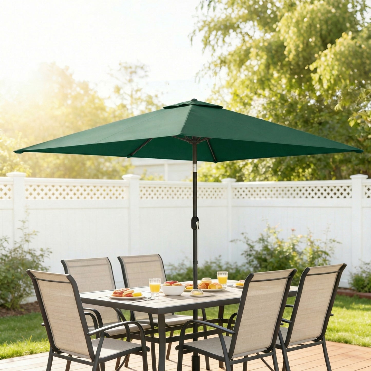 Garden Parasol, Outdoor Umbrella with Tilt Function, Green