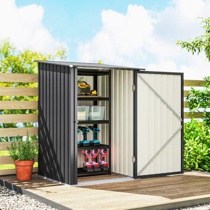 3.3ft x 3.4ft Outdoor Storage Shed Steel Garden Shed w/ Lockable Door