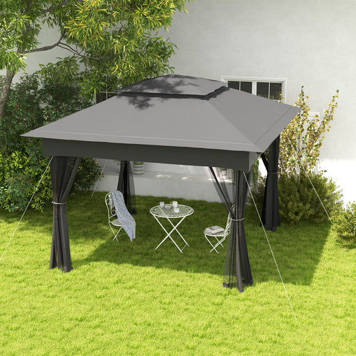 3 x 3(m) Pop Up Gazebo, Double-roof Garden Tent with Netting and Carry Bag, Party Event Shelter for Outdoor Patio, Grey