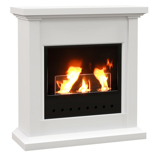 Bioethanol Fire, Ethanol and Gel Fireplace, 3 Hours Burns, White