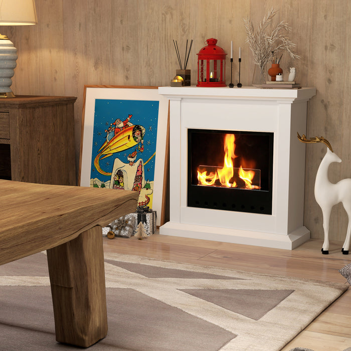 Bioethanol Fire, Ethanol and Gel Fireplace, 3 Hours Burns, White