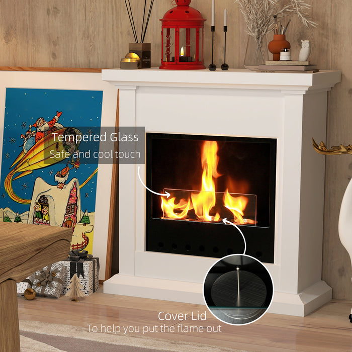 Bioethanol Fire, Ethanol and Gel Fireplace, 3 Hours Burns, White