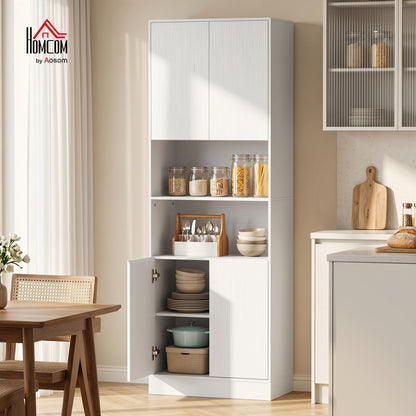 170cm Kitchen Pantry Cabinet with Soft-Close Hinges, White Wood Effect