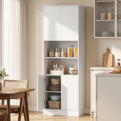 170cm Kitchen Pantry Cabinet with Soft-Close Hinges, White Wood Effect