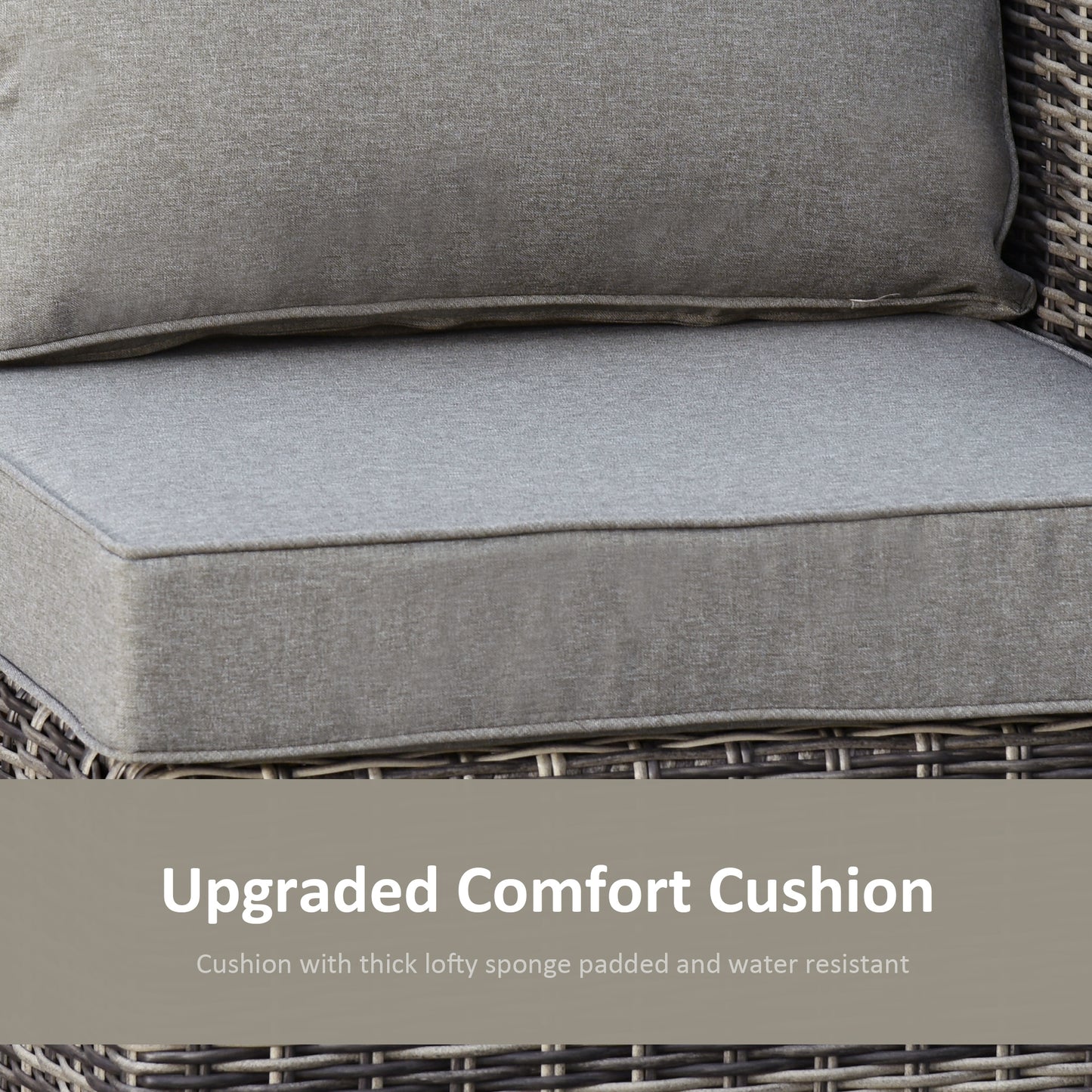 2 Seater Rattan Garden Furniture Set w/ Tall Glass-Top Table Aluminium Frame Balcony Set, Mixed Grey