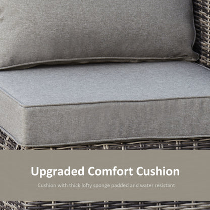 2 Seater Rattan Garden Furniture Set w/ Tall Glass-Top Table Aluminium Frame Balcony Set, Mixed Grey