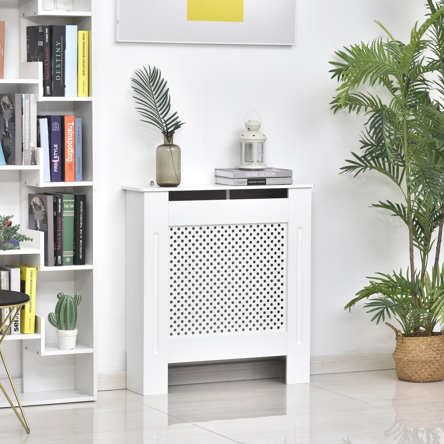 Radiator Cover Heating Cabinet Solid MDF Small Sized White Modern Home