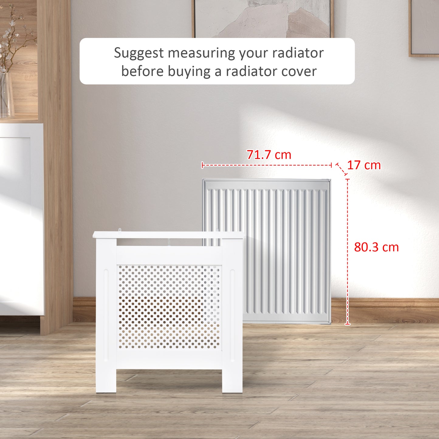 Radiator Cover Heating Cabinet Solid MDF Small Sized White Modern Home