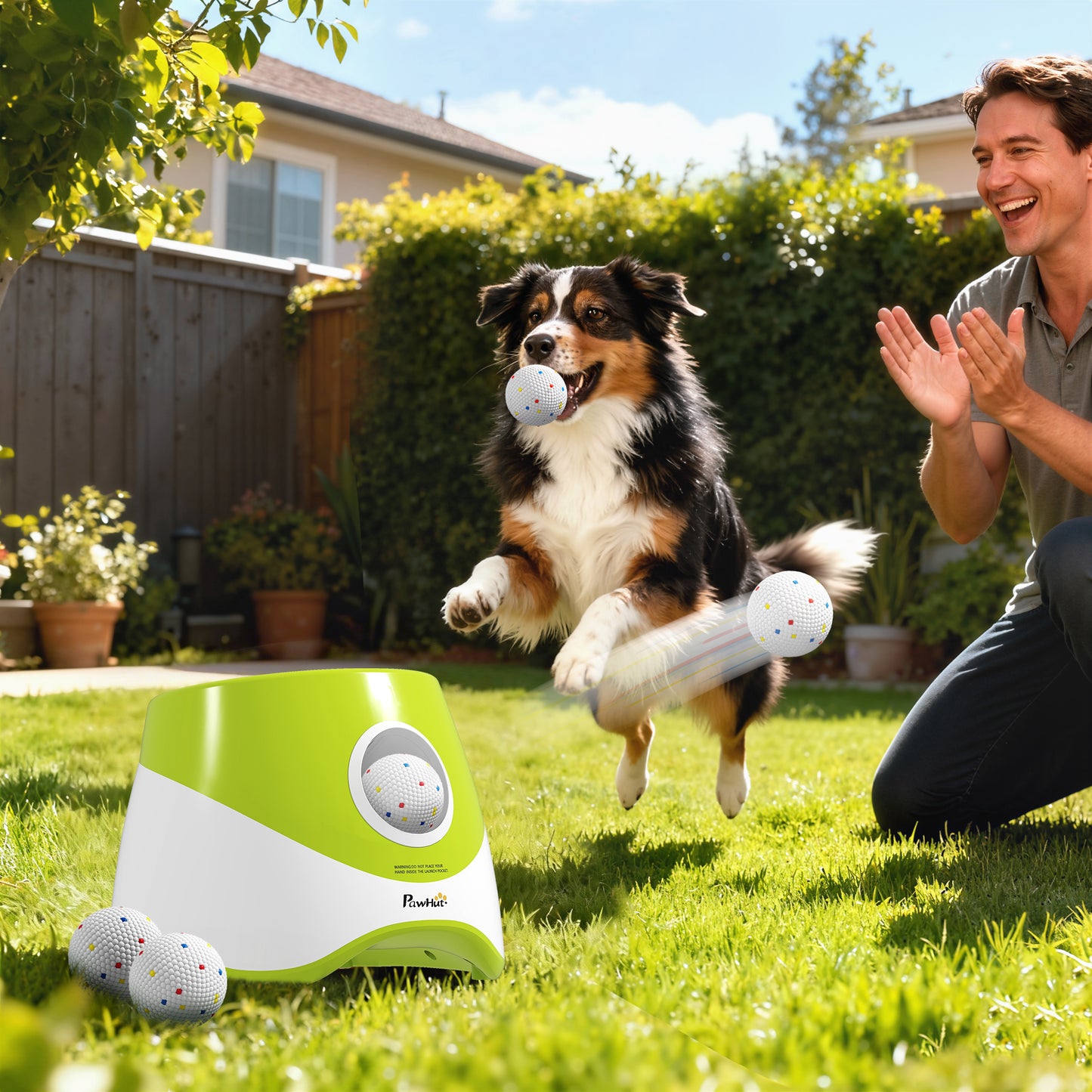 Automatic Dog Ball Launcher with 5 ETPU Tennis Balls, Green