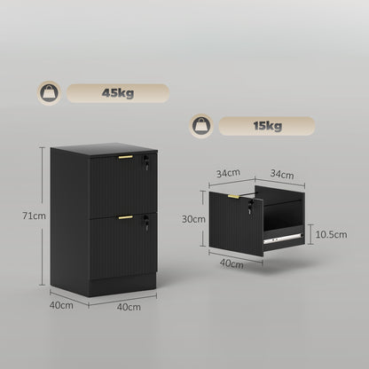Filing Cabinet, File Cabinet with 2 Lockable Drawers and Hanging Rails