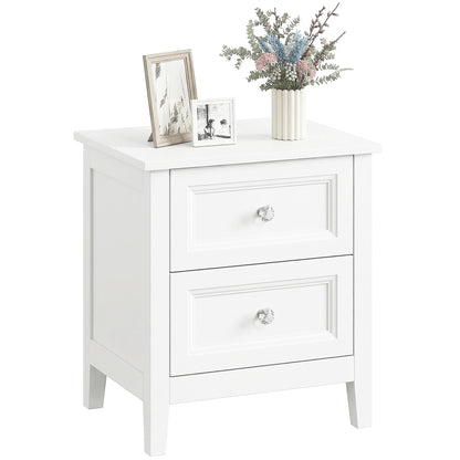 Modern Bedside Table with 2 Drawers, Side Table with Smooth Slides, Bedside Cabinet for Bedroom, Living Room, White