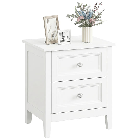 Modern Bedside Table with 2 Drawers, Side Table with Smooth Slides, Bedside Cabinet for Bedroom, Living Room, White