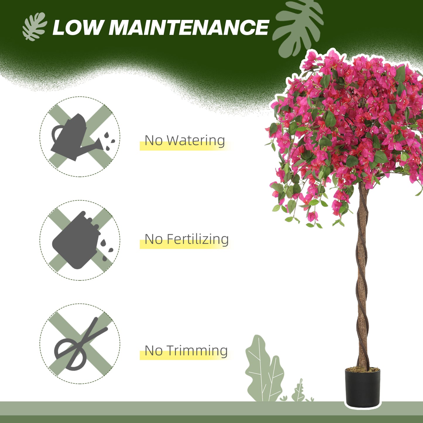 Set of 2 Decorative Artificial Plants Fake Plants Purple and Red