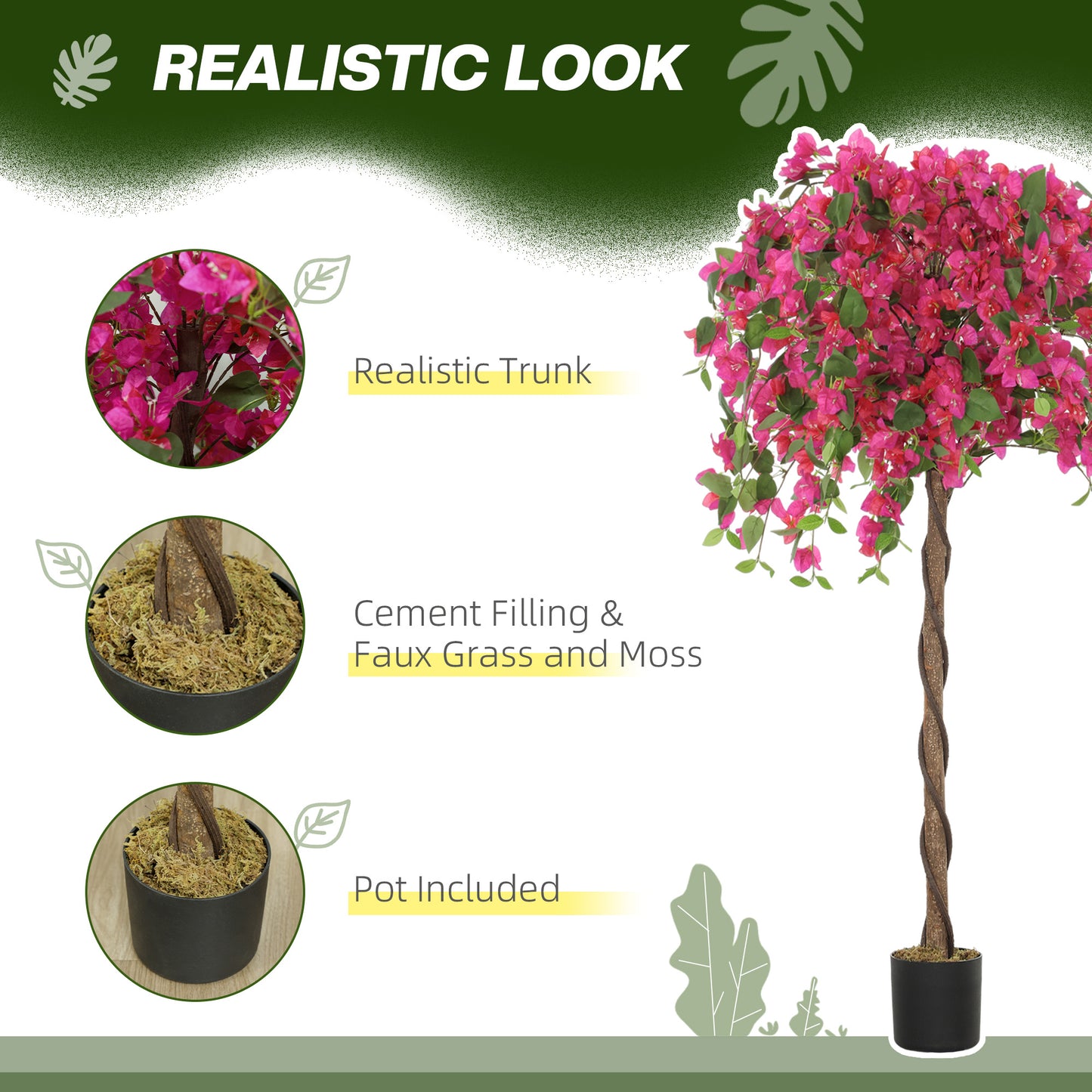 Set of 2 Decorative Artificial Plants Fake Plants Purple and Red