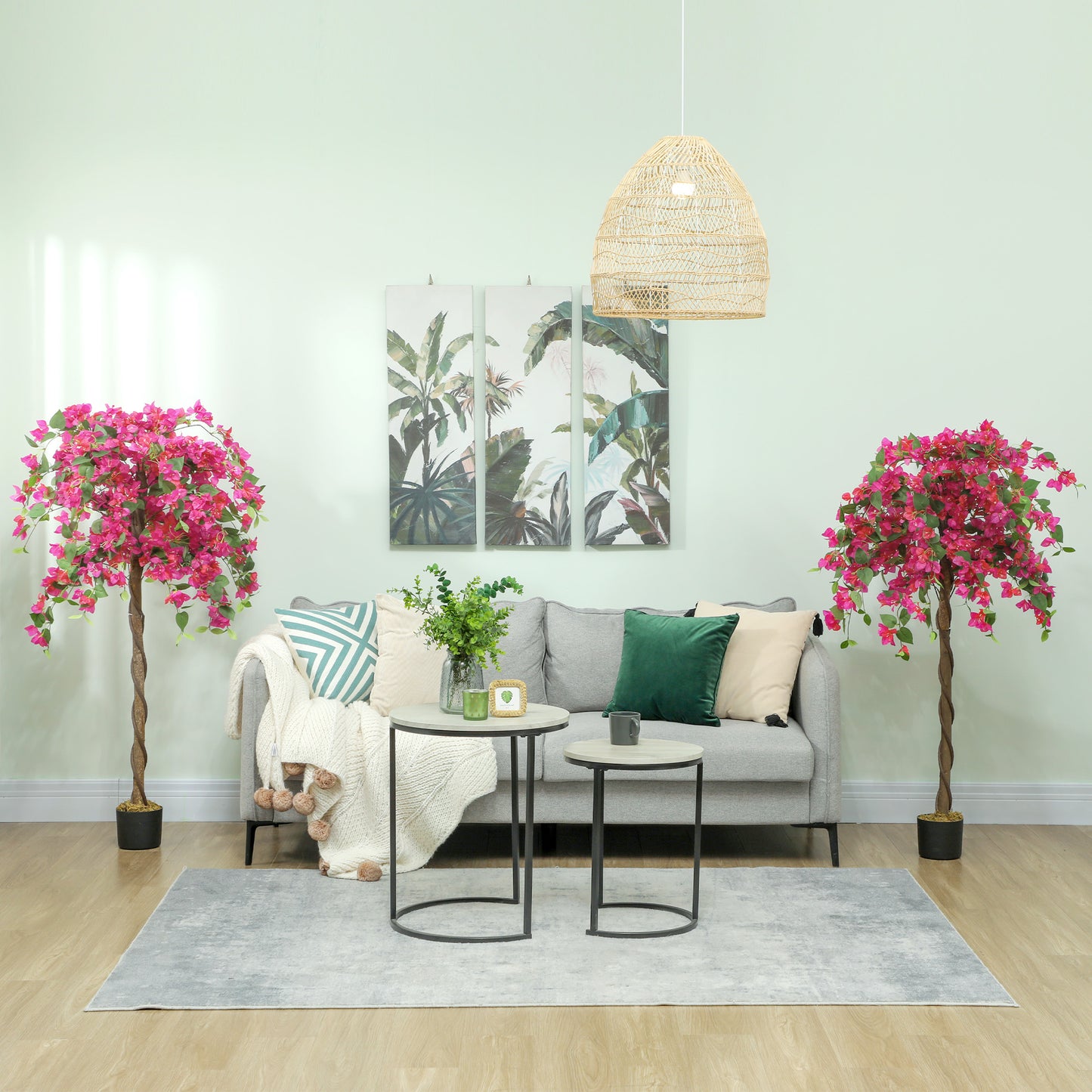 Set of 2 Decorative Artificial Plants Fake Plants Purple and Red